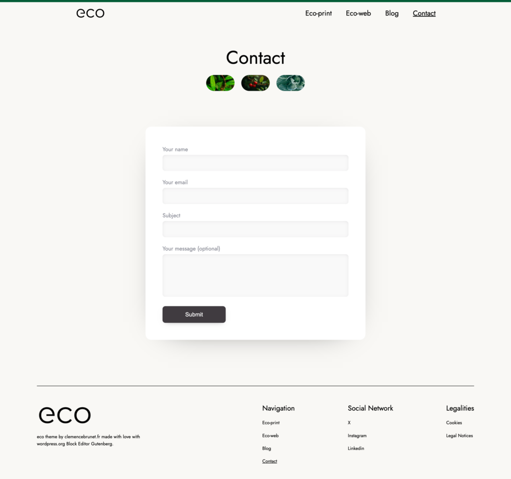 eco theme wordpress contact template