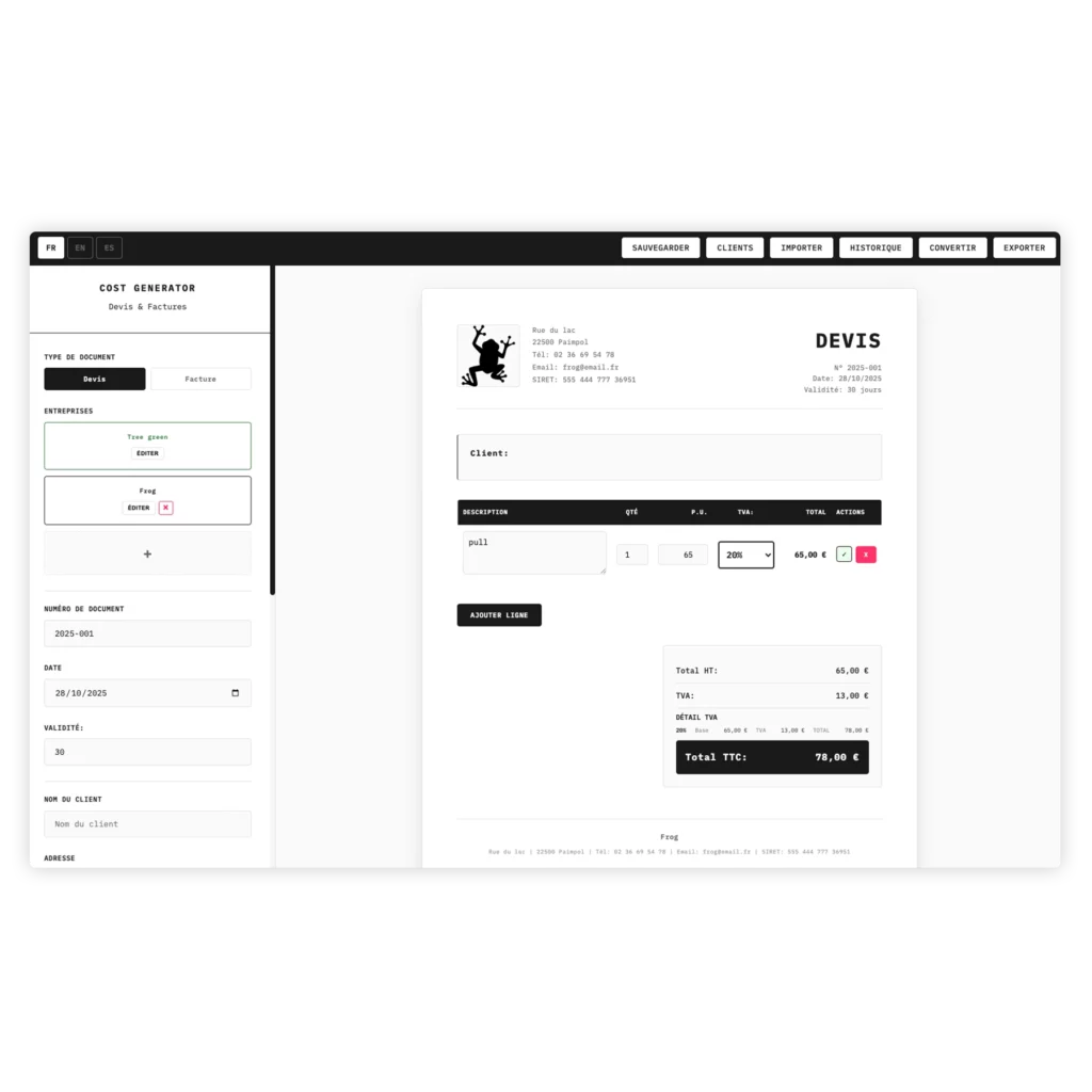 COST GENERATOR