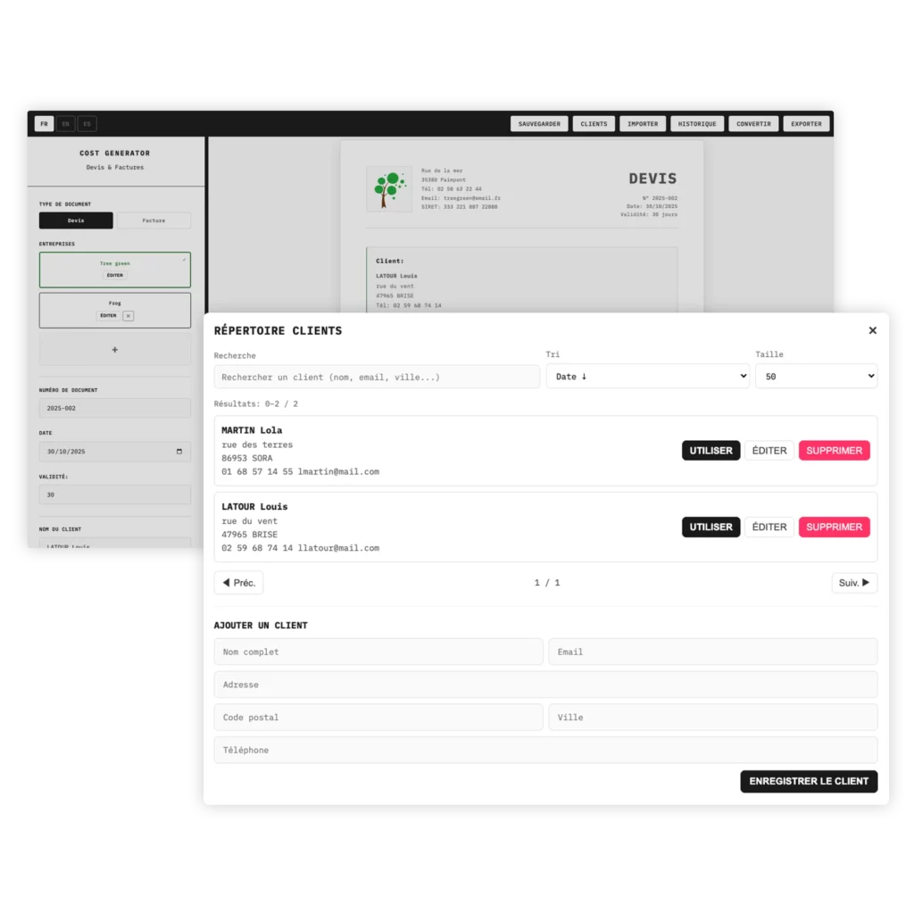 COST GENERATOR