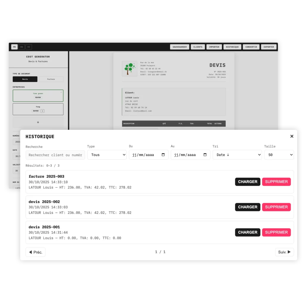 COST GENERATOR